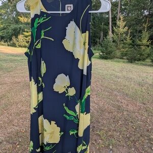 Anne Klein Navy and Yellow Floral Dress